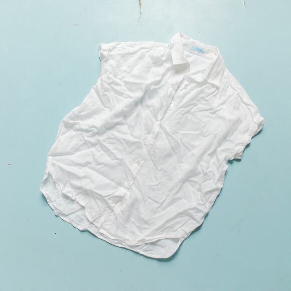 J McLaughlin White Button Front Boxy Cut Loose Fit Blouse Size XSmall - Picture 1 of 7